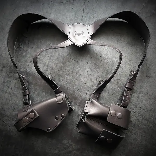 Оперативная кобура под ТТ с двумя магазинами| кожаная| чёрная