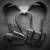 Оперативна кобура під ТТ з 4 магазинами| шкіряна| чорна