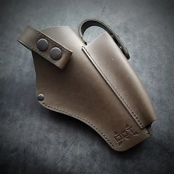 Крепкая поясная кобура под АПС| кожаная| цвет олива