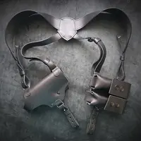 Шкіряна оперативна кобура під Glock 19 | з двома магазинами| чорна