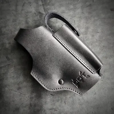 Кожаная кобура поясная под ФОРТ 17 | чёрная| на скобе