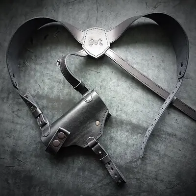 Кожаная оперативная кобура под Glock 19| с клипсой| чёрная