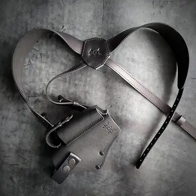 Кожаная оперативная кобура под Glock 17| скрытого ношения| чёрная