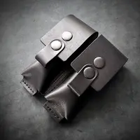 Шкіряний підсумок під магазин Glock 19 (паучер) | подвійний чорний