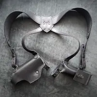 Шкіряна оперативна кобура під Glock 19 | з додатковим магазином| чорна