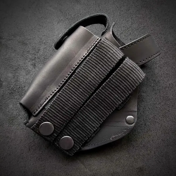 Кожаная кобура под ПМ| на MOLLE| черная