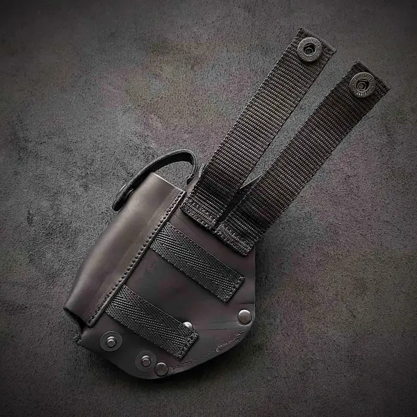 Кожаная кобура под ПМ| на MOLLE| черная
