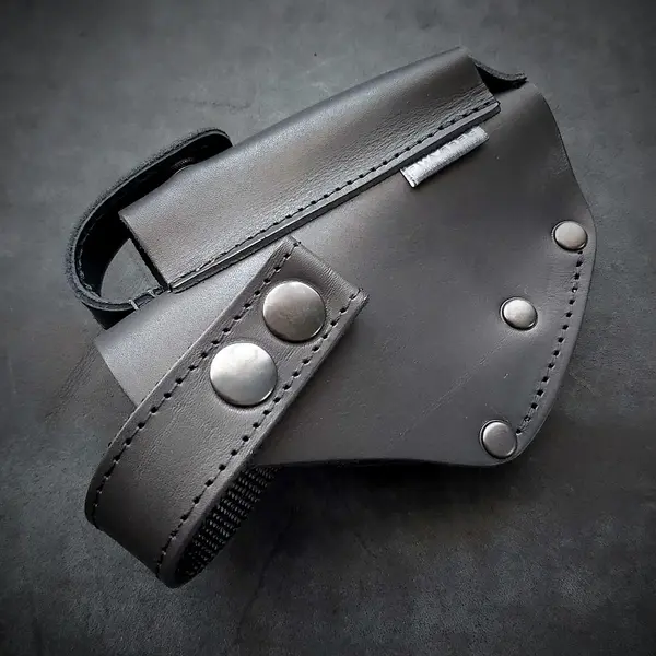 Кожаная кобура под ПМ| на MOLLE| черная