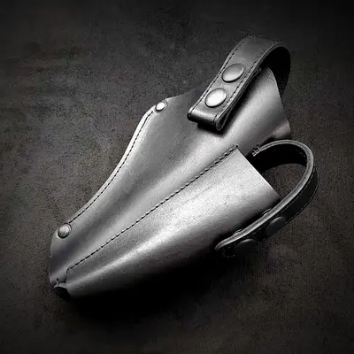 Крепкая поясная кобура под АПС| кожаная| чёрная