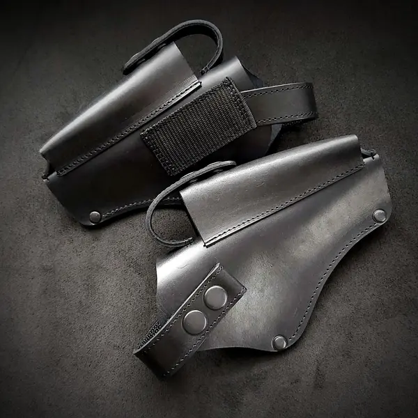 Крепкая поясная кобура под АПС| кожаная| чёрная