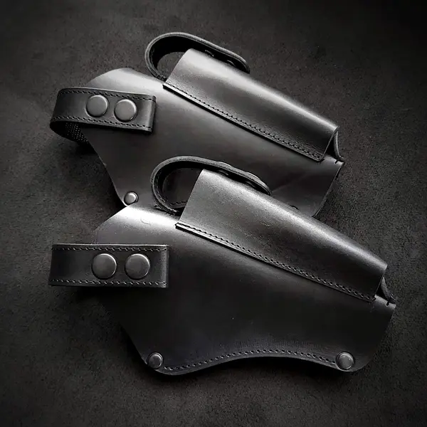 Крепкая поясная кобура под АПС| кожаная| чёрная