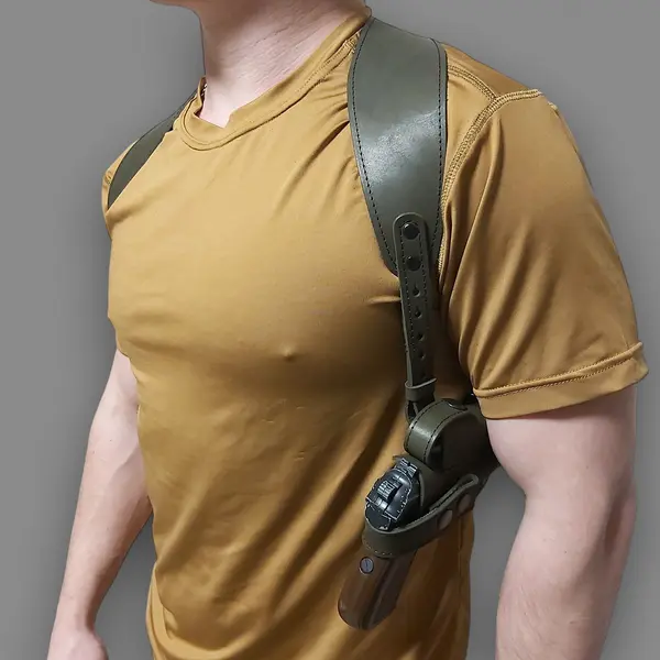 Оперативная кобура под ПМ| скрытого ношения| кожаная| темная олива