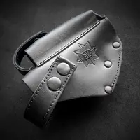 Кожаная поясная кобура для пистолета ПМ "МВД Украины" для полиции| чёрная на скобе