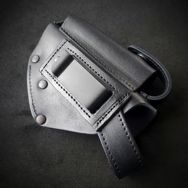 Кожаная поясная кобура для пистолета ПМ "МВД Украины" для полиции| чёрная на скобе