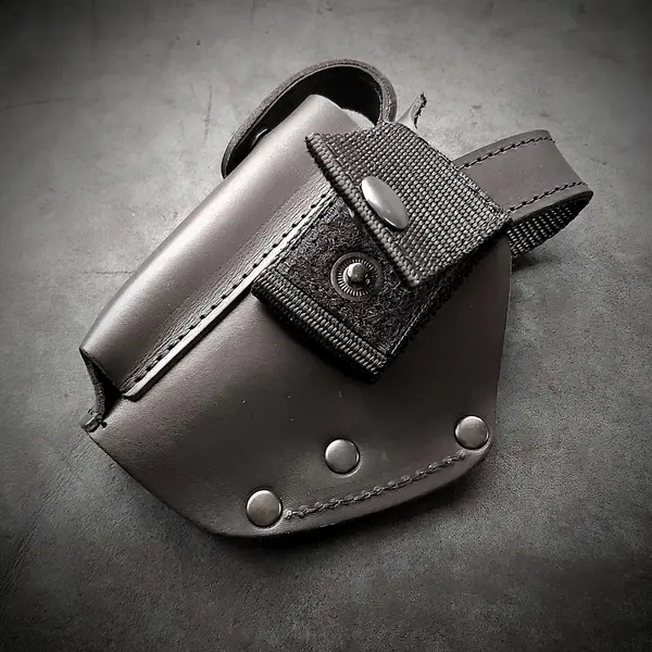 Кожаная кобура поясная под ПМ| на липучке| черная