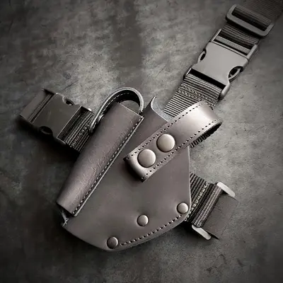 Набедренная кобура| для левши| под ПМ| черная| кожаная