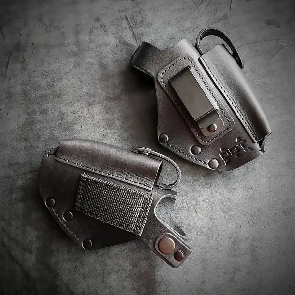 Кобура поясная, скрытого ношения, кожаная (черная) на скобе, под ПМ