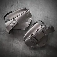 Кобура поясная кожаная под пистолет ПМ| с клипсой| чёрная (dark power)