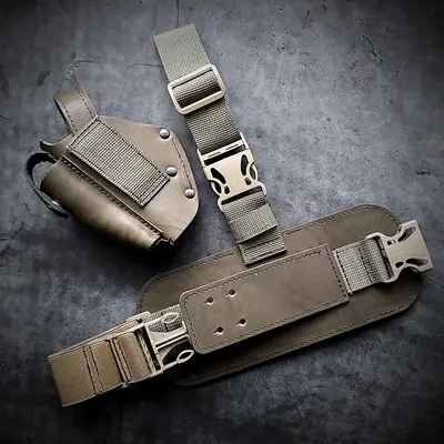 Кобура набедренная под ПМ| кожаная| (темная олива)