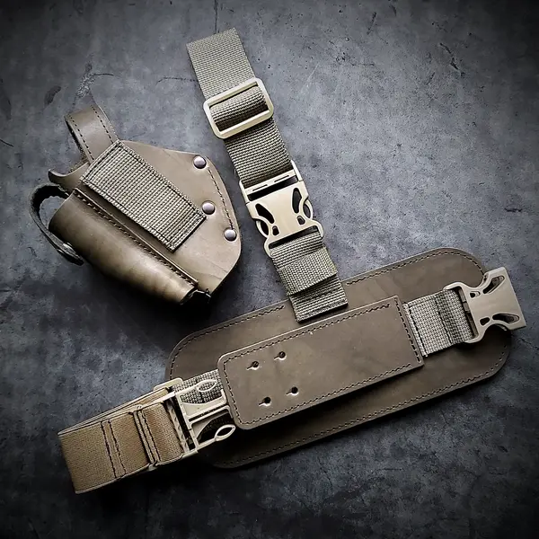 Кобура набедренная под ПМ| кожаная| (темная олива)