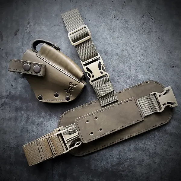 Кобура набедренная под ПМ| кожаная| (темная олива)