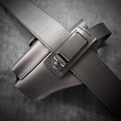 Кобура поясная| кожаная черная| под ТТ/Browning M1903| на скобе