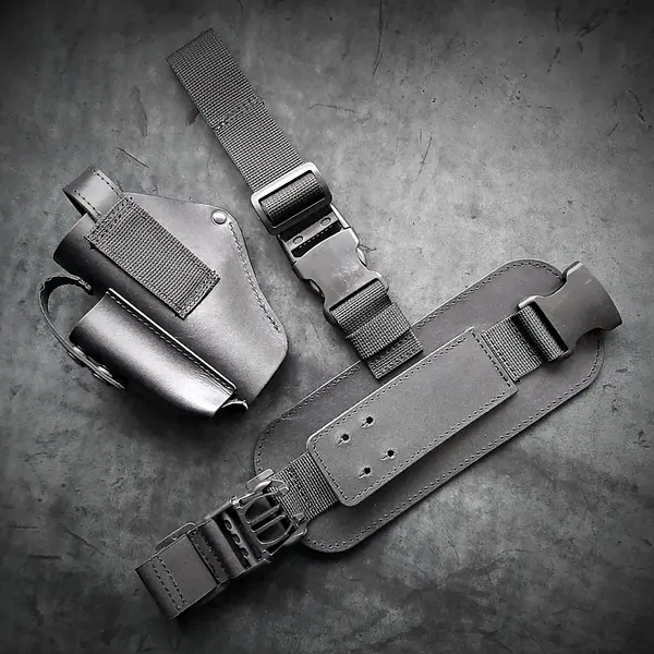 Набедренная кобура под GLOCK 17| кожаная| черная