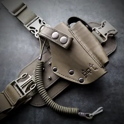 Кобура набедренная| кожаная| под ПМ (темная олива)