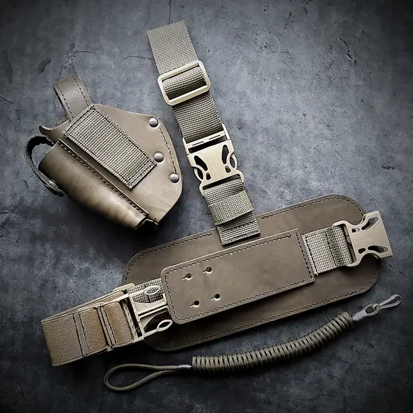 Кобура набедренная| кожаная| под ПМ (темная олива)