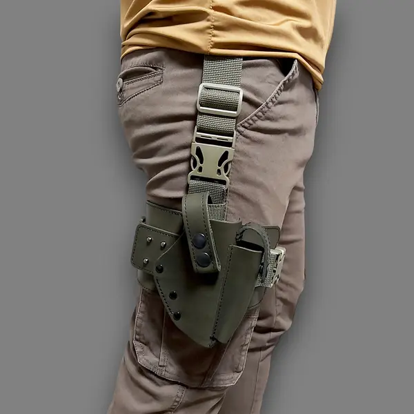 Кобура набедренная| кожаная| под ПМ (темная олива)