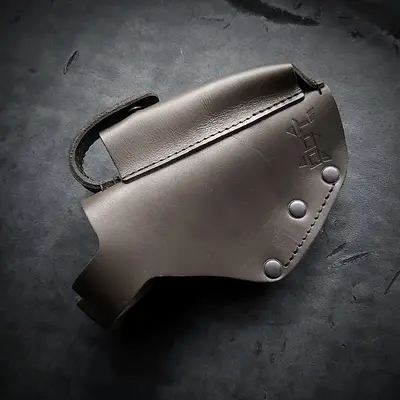 Кобура поясная под ПМ| на скобе| кожаная, олива (olive force)