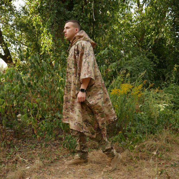 Пончо-дощовик із запаяними швами Kiborg Waterproof Multicam