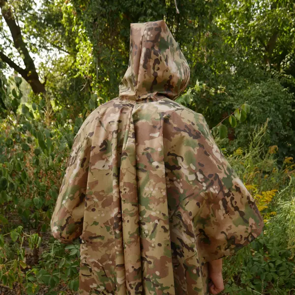 Пончо-дождевик с запаянными швами Kiborg Waterproof Multicam