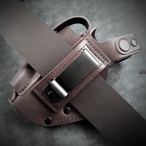 Кобура поясная под ПМ| на скобе| кожаная, коричневая (brown force)