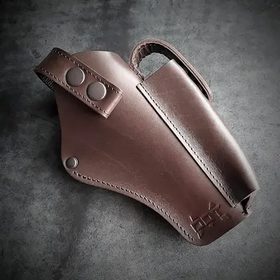 Крепкая поясная кобура под АПС| кожаная| коричневая