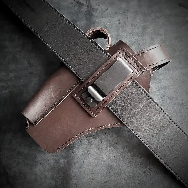 Крепкая поясная кобура под АПС| кожаная| коричневая