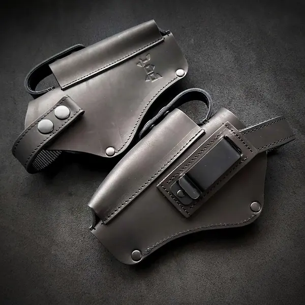 Крепкая поясная кобура под АПС| кожаная| черная