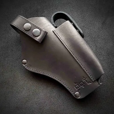 Крепкая поясная кобура под АПС| кожаная| черная