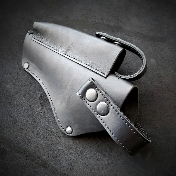 Крепкая поясная кобура под АПС| кожаная| черная