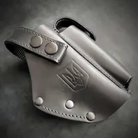 Кобура поясная| под ПМ| чёрная| кожаная с тиснением герб Украины