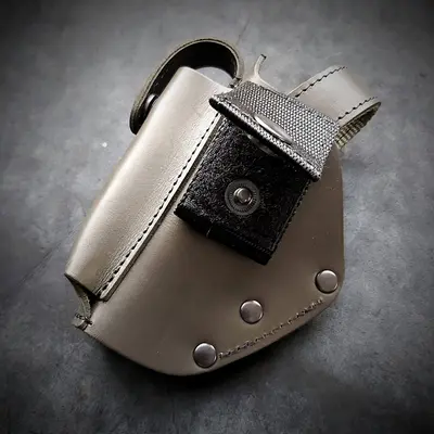 Кобура поясная| кожаная| на липучке| под ПМ (темная олива)