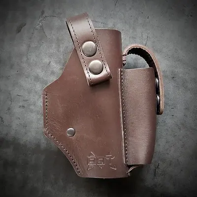 Шкіряна кобура поясна під Glock 19 | коричнева
