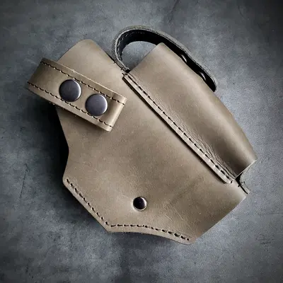 Кожаная кобура поясная под Glock 19| тёмная олива