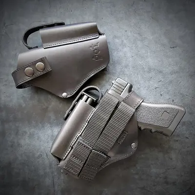 Кожаная кобура под GLOCK 17 на MOLLE, черная