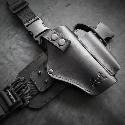 Кобура набедренная/поясная под BERETTA 92| черная, кожаная