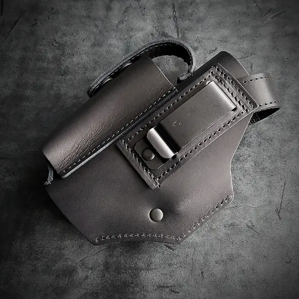 Кожаная кобура поясная под GLOCK 17, черная на скобе