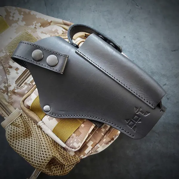 Кожаная кобура под АПС на MOLLE| чёрная