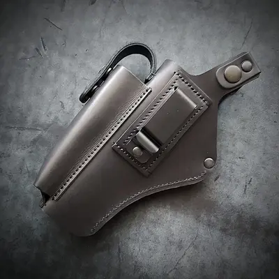 Кобура поясная под АПС| кожаная| черная на скобе