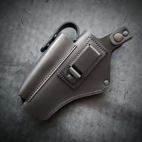 Кобура поясная под АПС| кожаная| черная на скобе