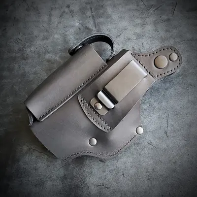 Шкіряна кобура поясна під Glock 19 | чорна з гербом України